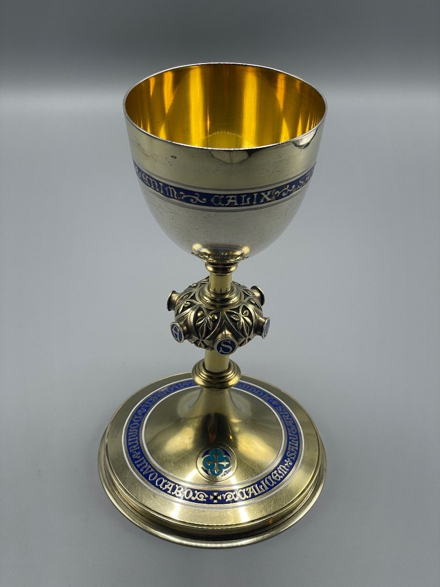 Chalice And Paten In Vermeil Silver In Neo Gothic Style-photo-6