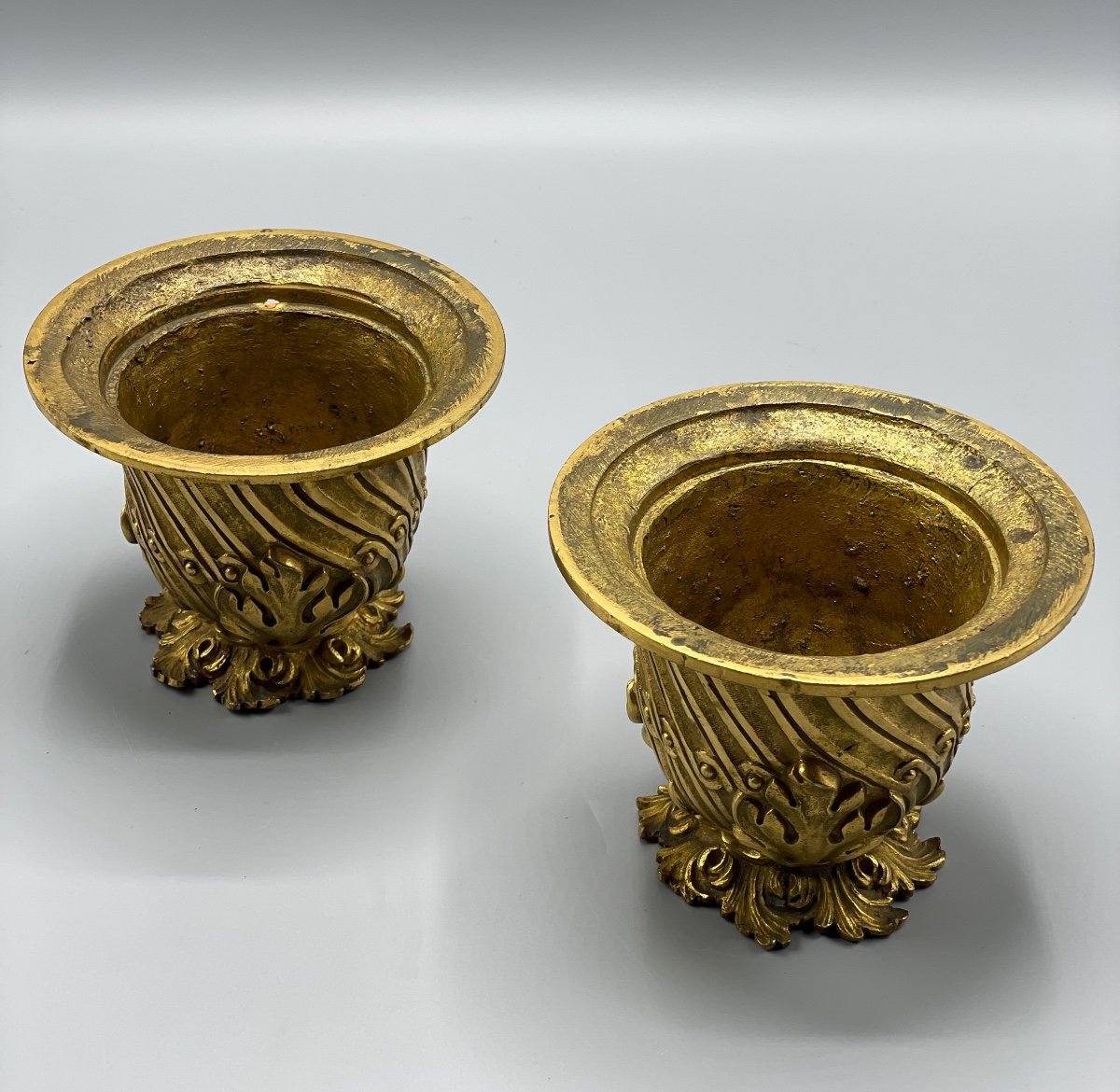 Pair Of Urn In Gilt Bronze XIX Century-photo-2