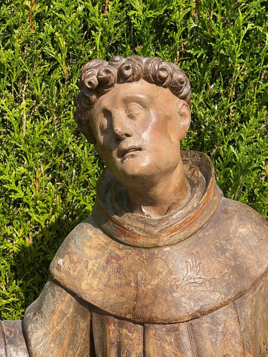 Bois Sculpté Saint Antoine De Padoue XVIII Siècle -photo-2
