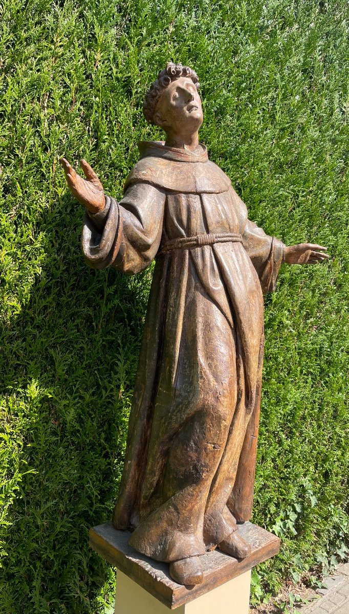 Bois Sculpté Saint Antoine De Padoue XVIII Siècle -photo-3