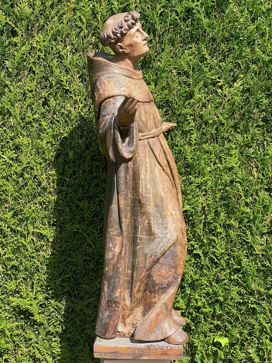 Bois Sculpté Saint Antoine De Padoue XVIII Siècle -photo-3
