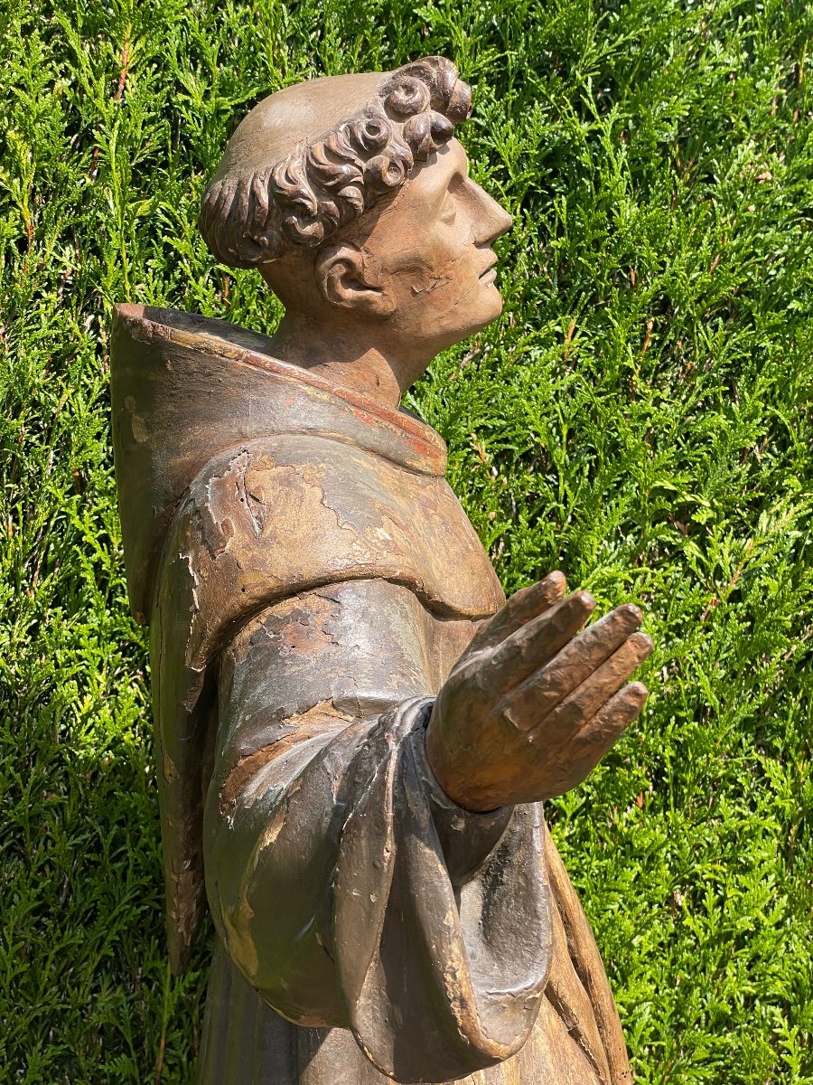 Bois Sculpté Saint Antoine De Padoue XVIII Siècle -photo-4