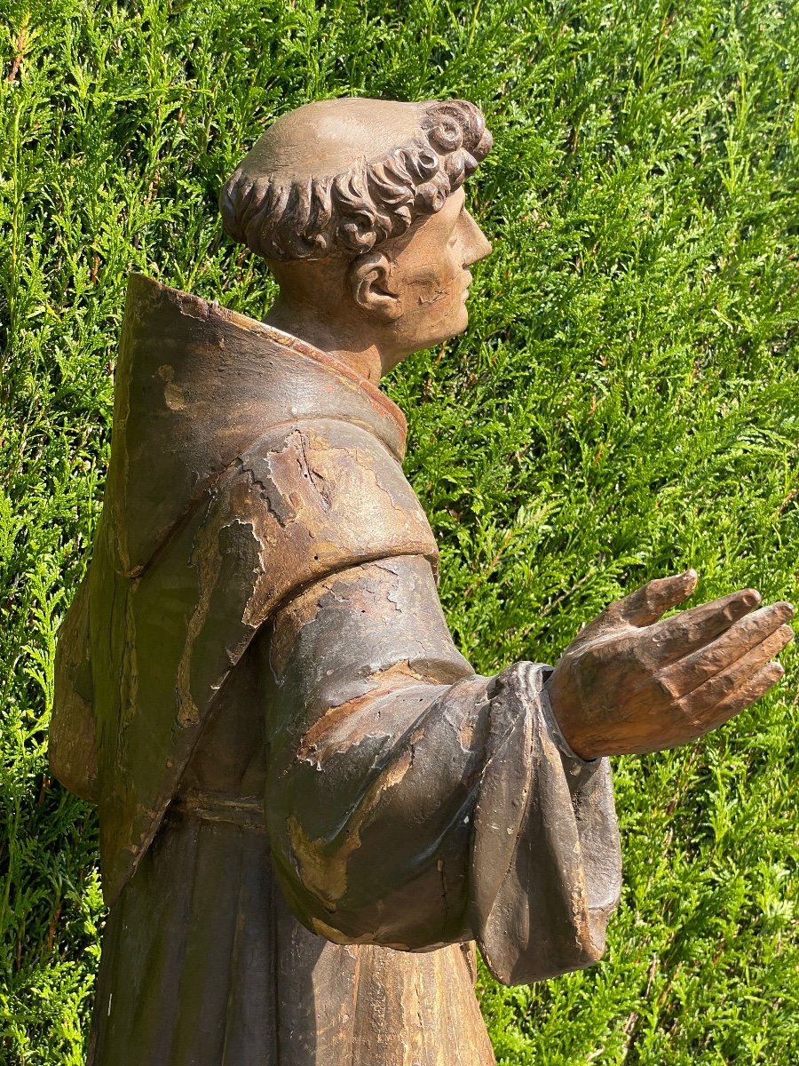 Bois Sculpté Saint Antoine De Padoue XVIII Siècle -photo-5