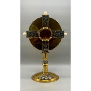 Monstrance D’église Argent Et Laiton 