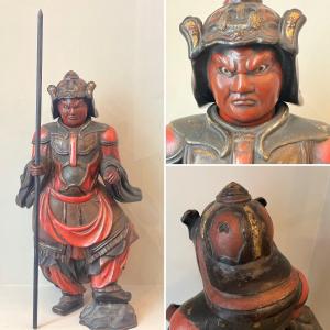 Temple Guardian In Lacquered Wood Circa 1820