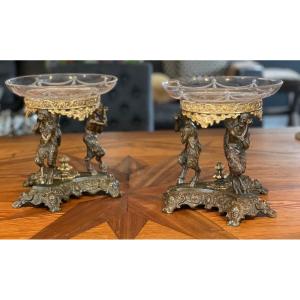 Pair Of Bronze Center Tables With Double Patina 19th Century