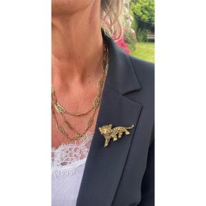 Broche Léopard En Or 18 Kt 