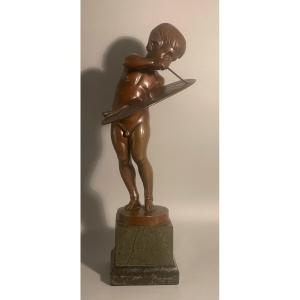 Sculpture En Bronze « le Jeune Artiste Peintre » Albert Caassmann 