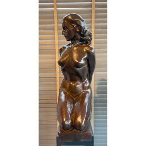 Bronze Sculpture “kneeling Nude” Johan De Maegt