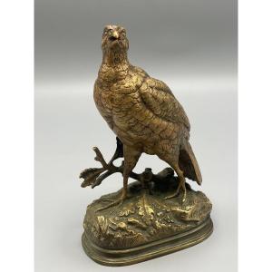 Alfred Dubucand, Partridge Z'n Gilt Bronze XIX Century 