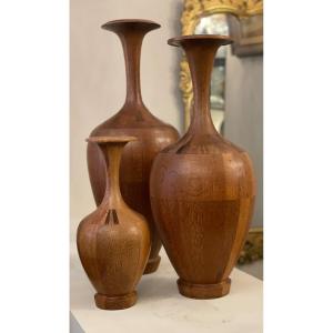 Set Of 3 Large Vases By Maurice Bonami