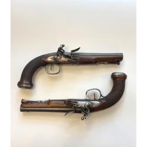 Beautiful Pair Of Officer's Pistols With French Flintlock, Louis XVI Style