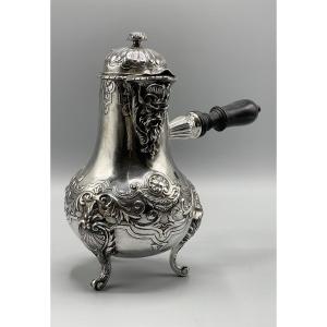 French Chocolate Maker Sterling Silver Mascarons Decor, Léon Lapar