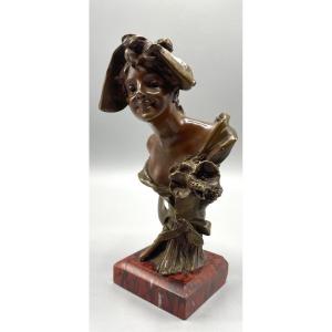Bronze Sculpture “young Summer Woman” Georges Van Der Straeten 1856-1928