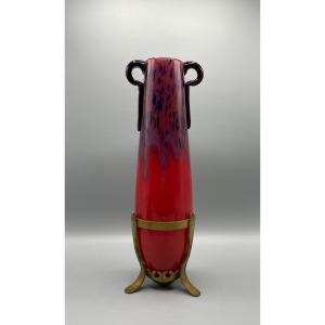 Art Deco Period Vase With Applied Handles 