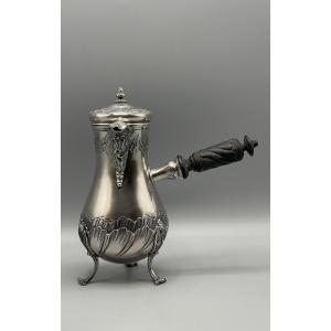 Chocolatière française de style Louis XV argent massif 