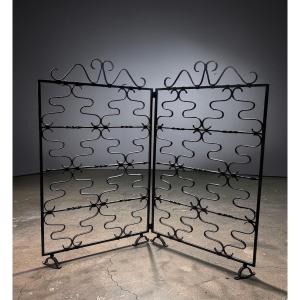 Wrought Iron Screen, Room Divider, Industrial Style Circa 1920.