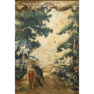 Tapisserie des Flandres XVIIIe siècle, décor de verdure animée