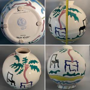 Grand vase boule en émaux de Longwy — Création Danillo Curetti
