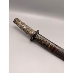Wakizashi japonais fourreau en peau de raie et kozuka Vers 1860