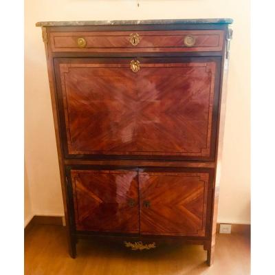 Louis XVI Period Folding Secretary In Marquetry