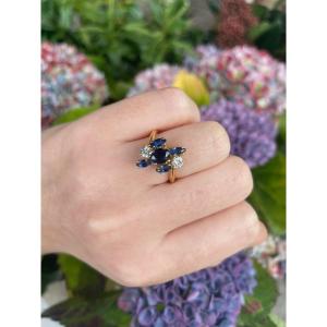 Brilliant Sapphire Ring Yellow Gold