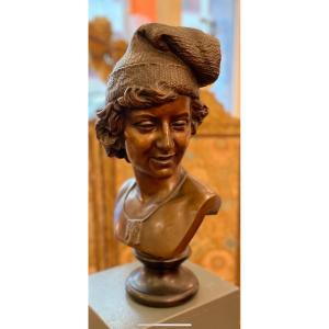 Bronze Bust Young Neapolitan XIX Century