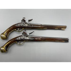 Paire De Pistolet Italien XVIII Siècle « a. Lazaro »