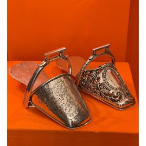 2 Horse Stirrups In Sterling Silver