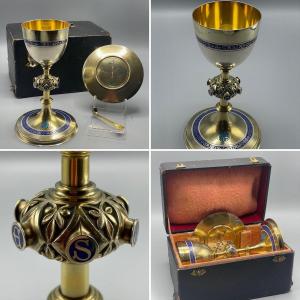 Chalice And Paten In Vermeil Silver In Neo Gothic Style