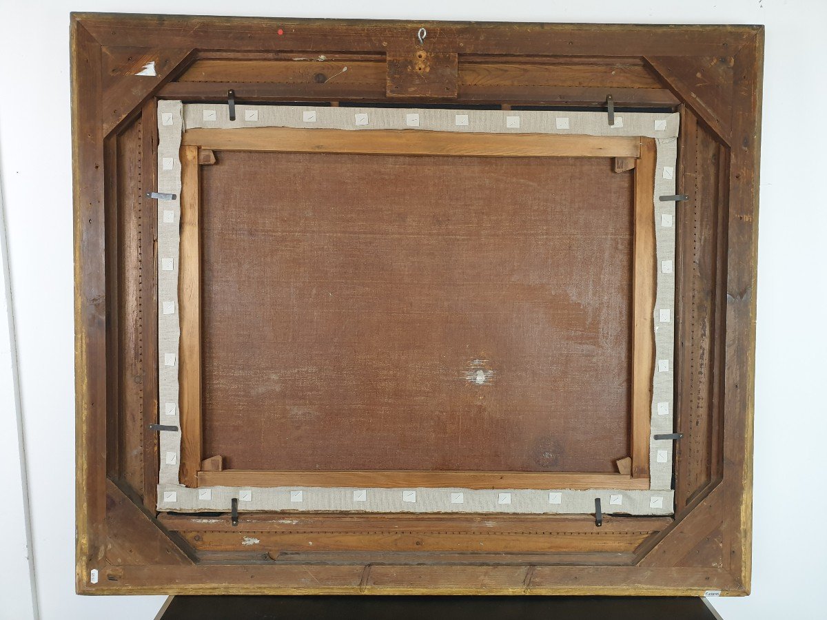 Huile Sur Toile Enlèvement De l'Europe A. Bedini 1877 75x95 Cm-photo-4