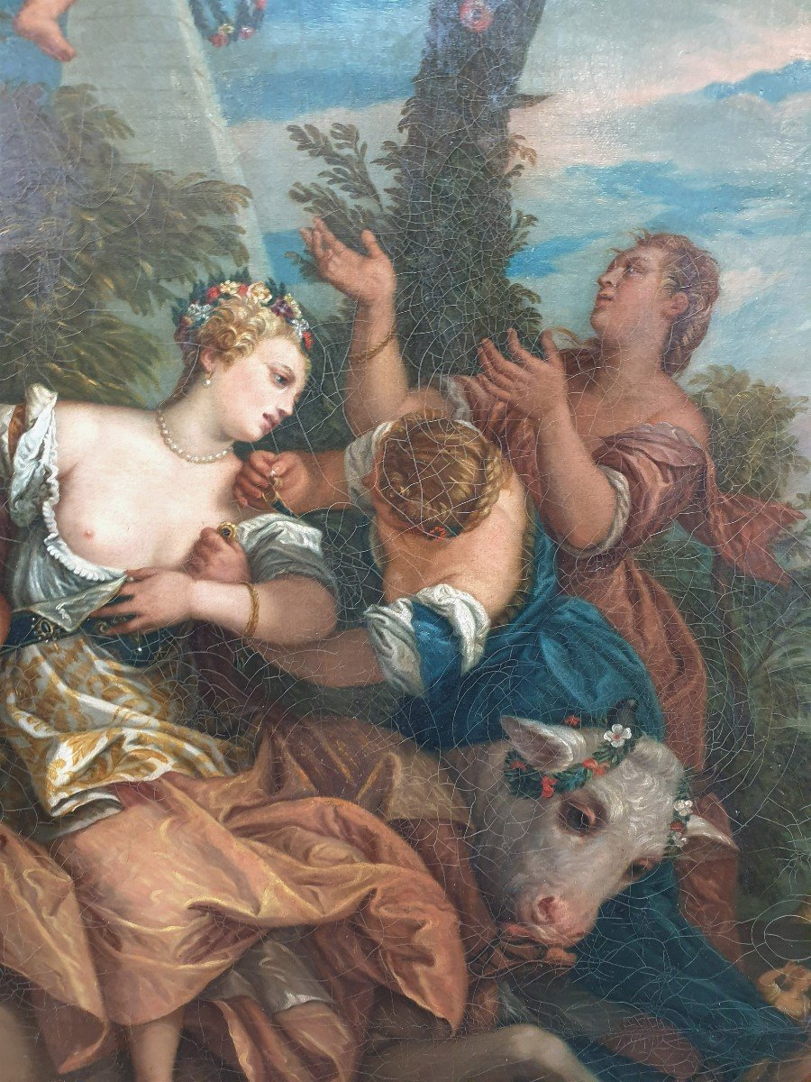 Huile Sur Toile Enlèvement De l'Europe A. Bedini 1877 75x95 Cm-photo-1