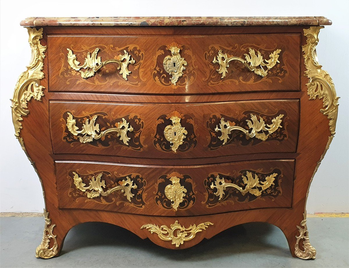 Commode In Bronze Dore Marquetry Napoleon III 19th-photo-2