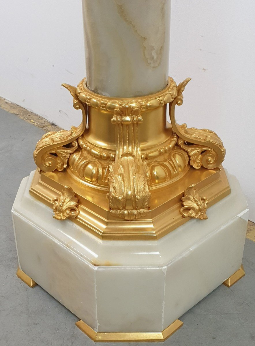 Large Column In Onyx And Gilt Bronze Rotatinr Top 19th Century-photo-1