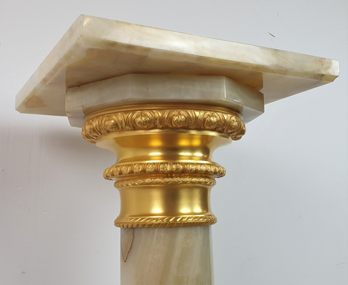 Large Column In Onyx And Gilt Bronze Rotatinr Top 19th Century-photo-2