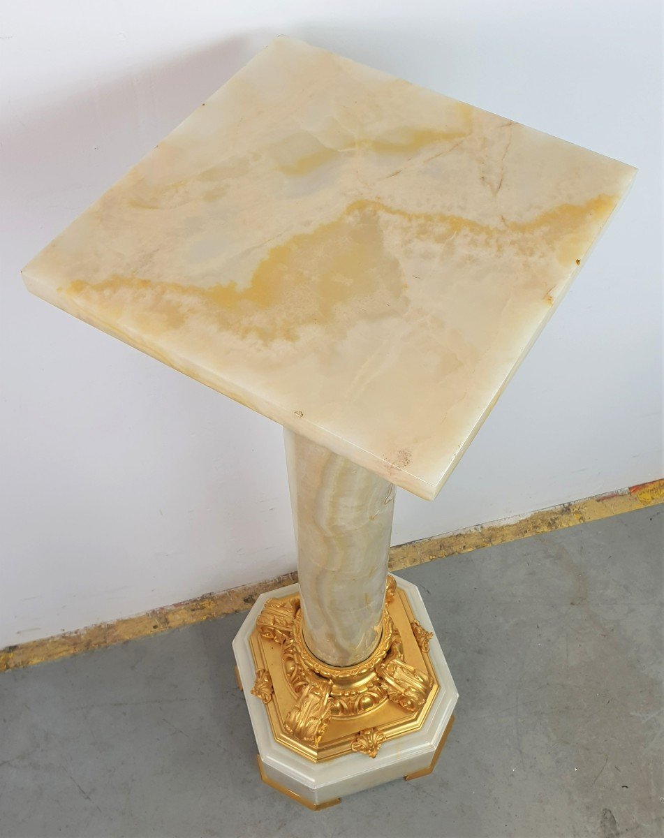 Large Column In Onyx And Gilt Bronze Rotatinr Top 19th Century-photo-3