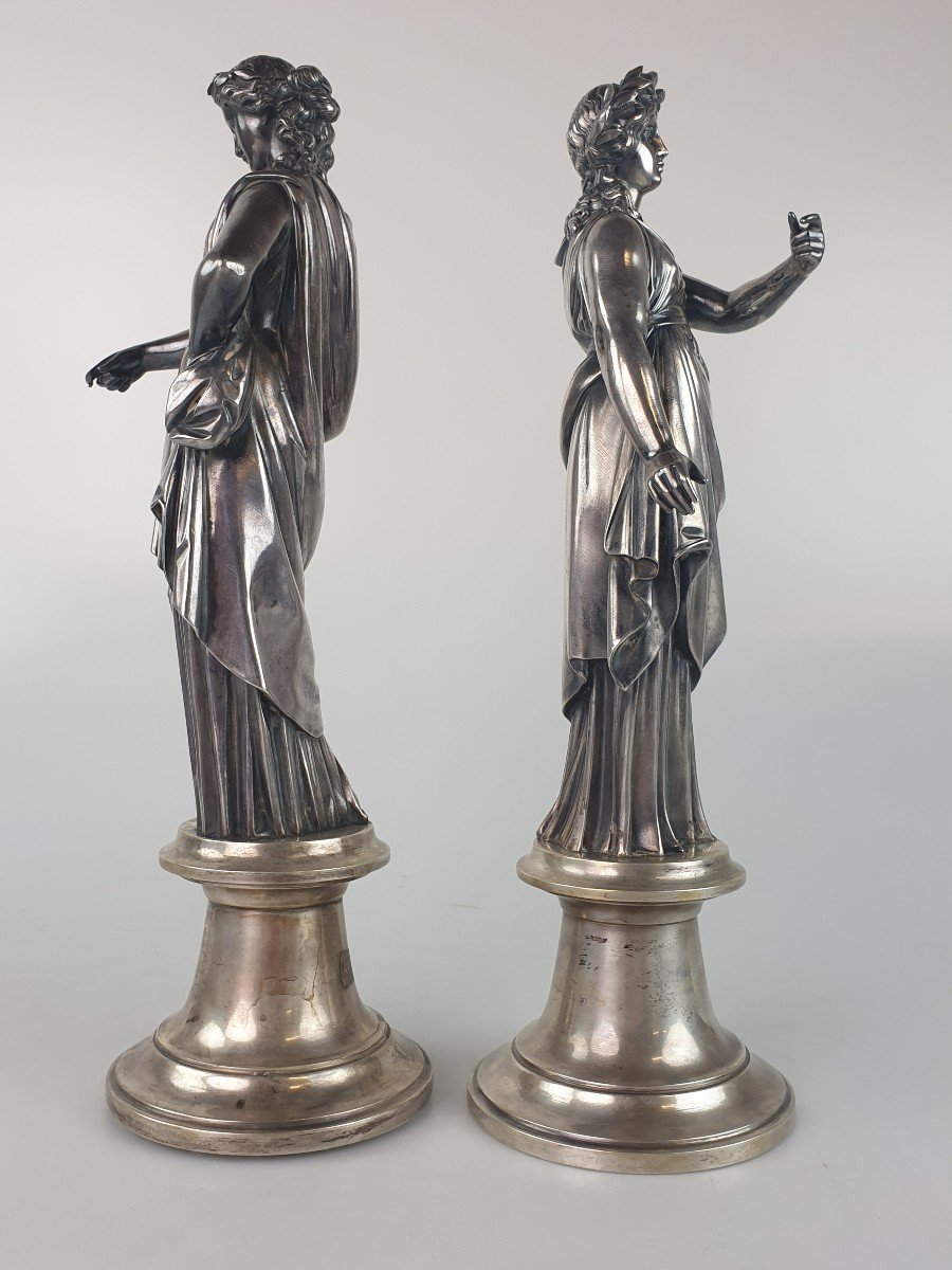 Pair Of Figures In Silver 19th Century-photo-2