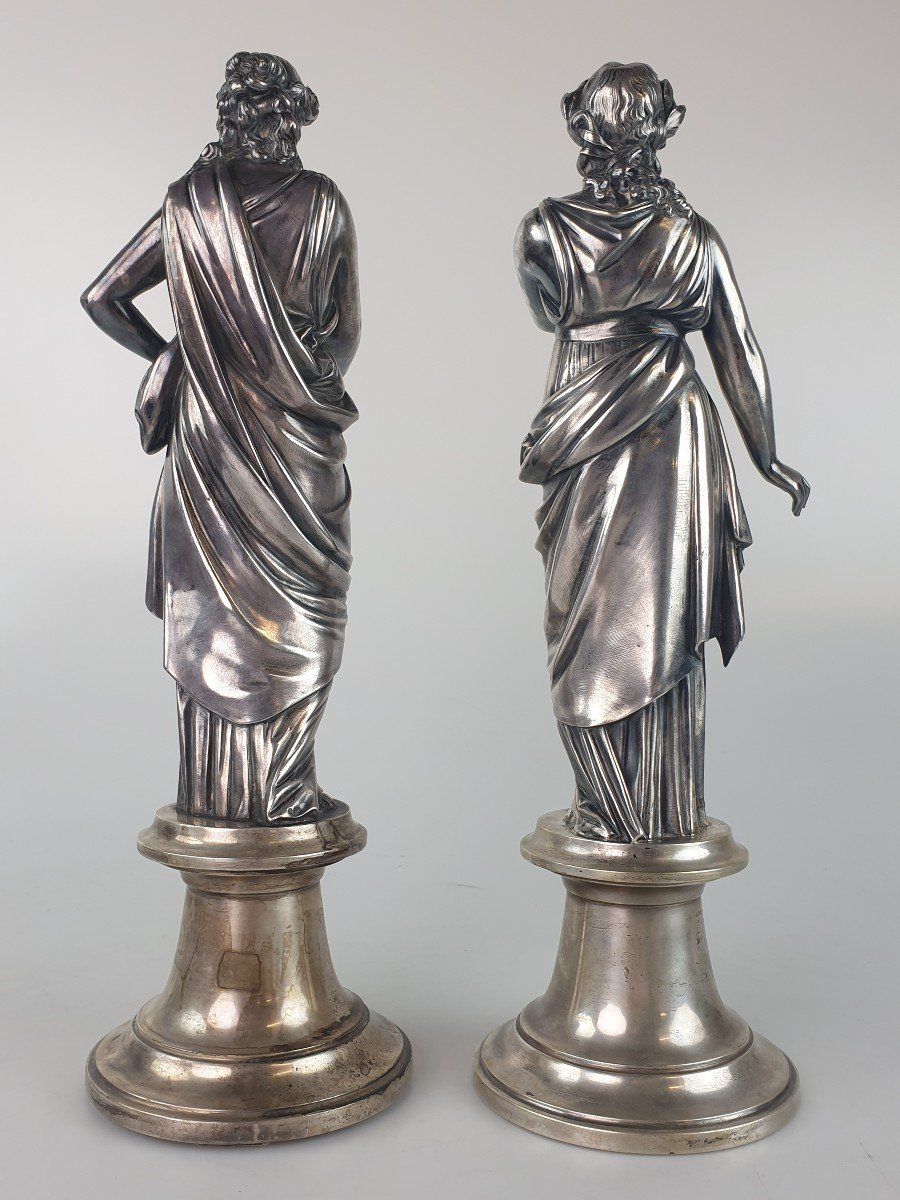 Pair Of Figures In Silver 19th Century-photo-3