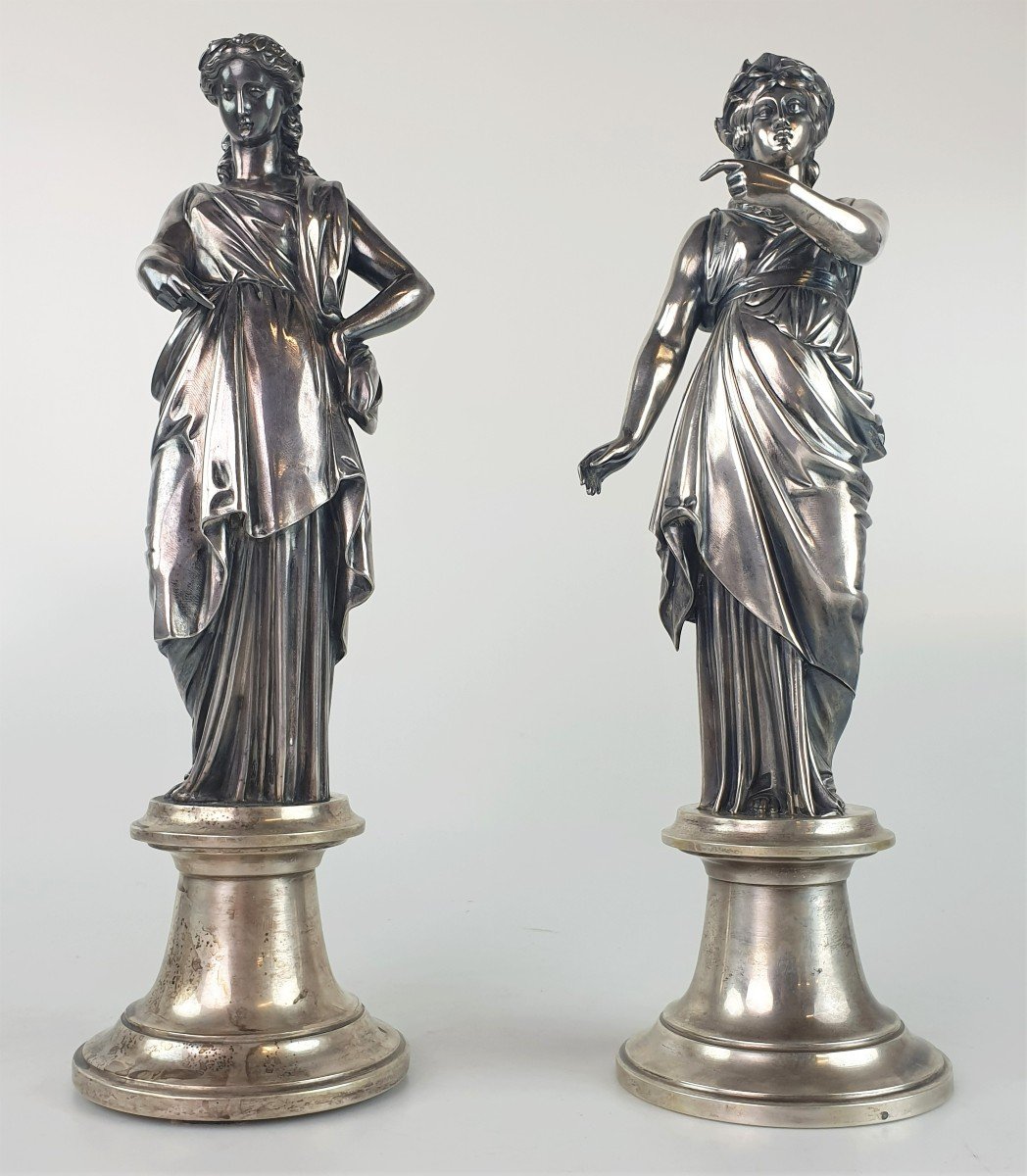 Pair Of Figures In Silver 19th Century