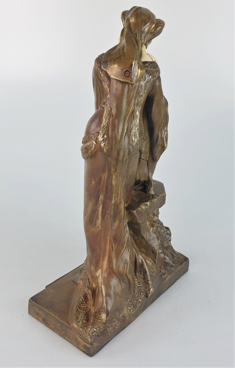 Figure En Bronze Et Ivoire Maurice Constant (1892-1970) Amour Maternel-photo-3