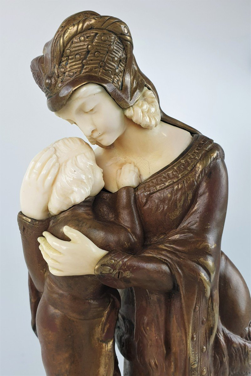 Figure In Bronze And Ivory Maurice Constant (1892-1970) Maternal Love-photo-1