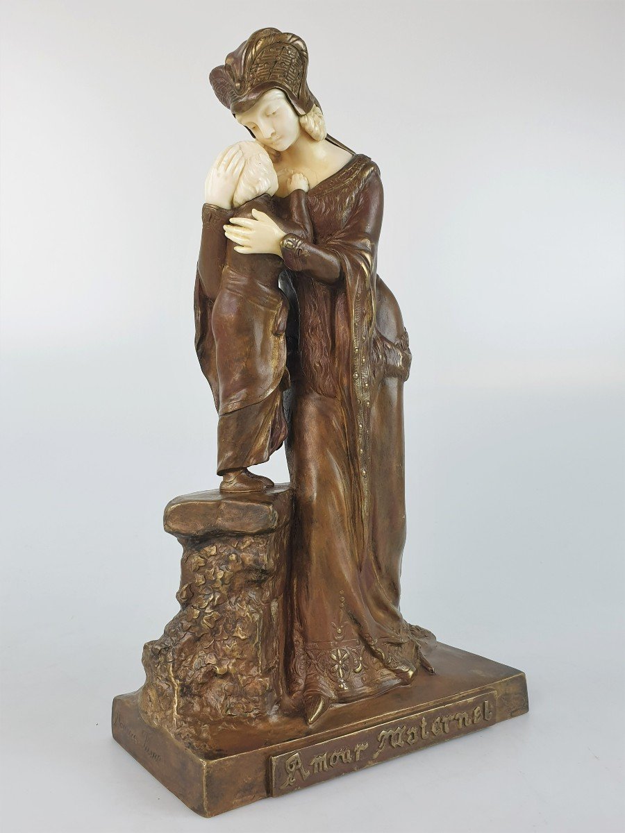 Figure In Bronze And Ivory Maurice Constant (1892-1970) Maternal Love-photo-4