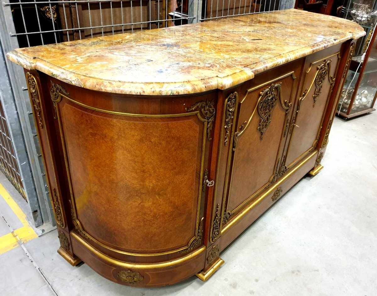 Large Buffet Napoleon III 208 Cm Bronze Dore Walnut-photo-4