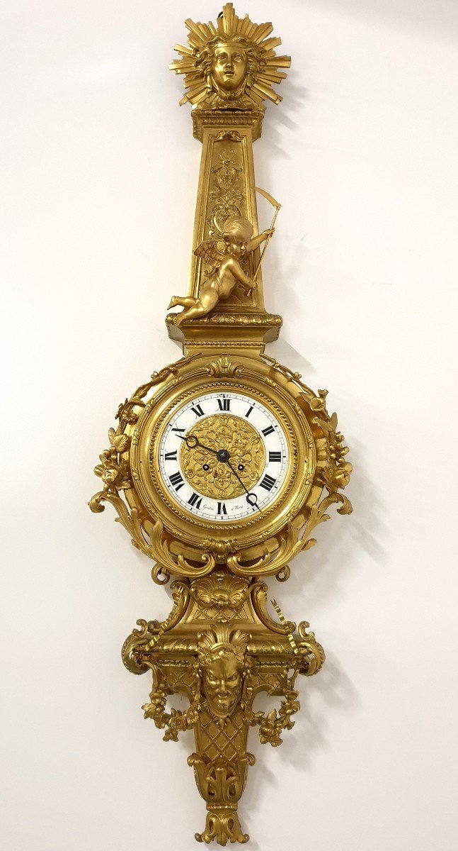 Large Gilded  Bronze Cartel Clock Gaulin A Paris Louis XVI 19th Century