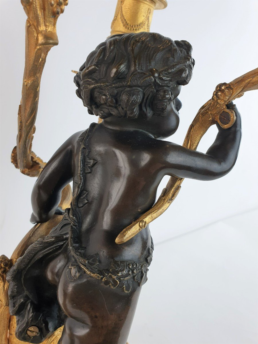 Candelabres En Clodion Bronze Marbre 19eme Siecle Figure-photo-3