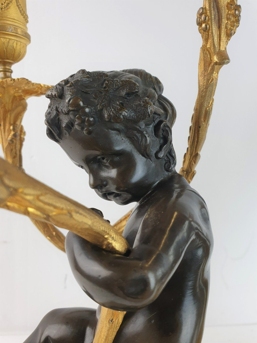 Candelabres En Clodion Bronze Marbre 19eme Siecle Figure-photo-4