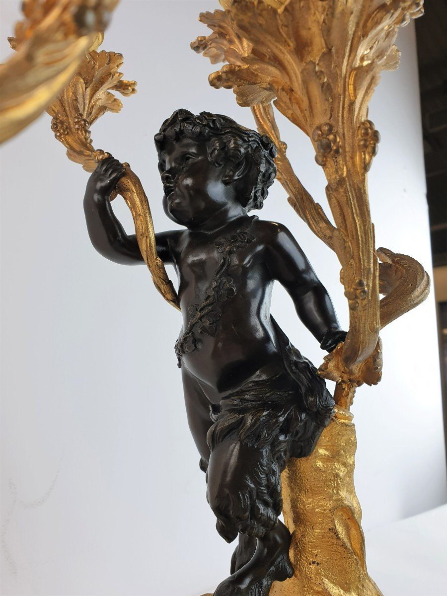Candelabres En Clodion Bronze Marbre 19eme Siecle Figure-photo-8