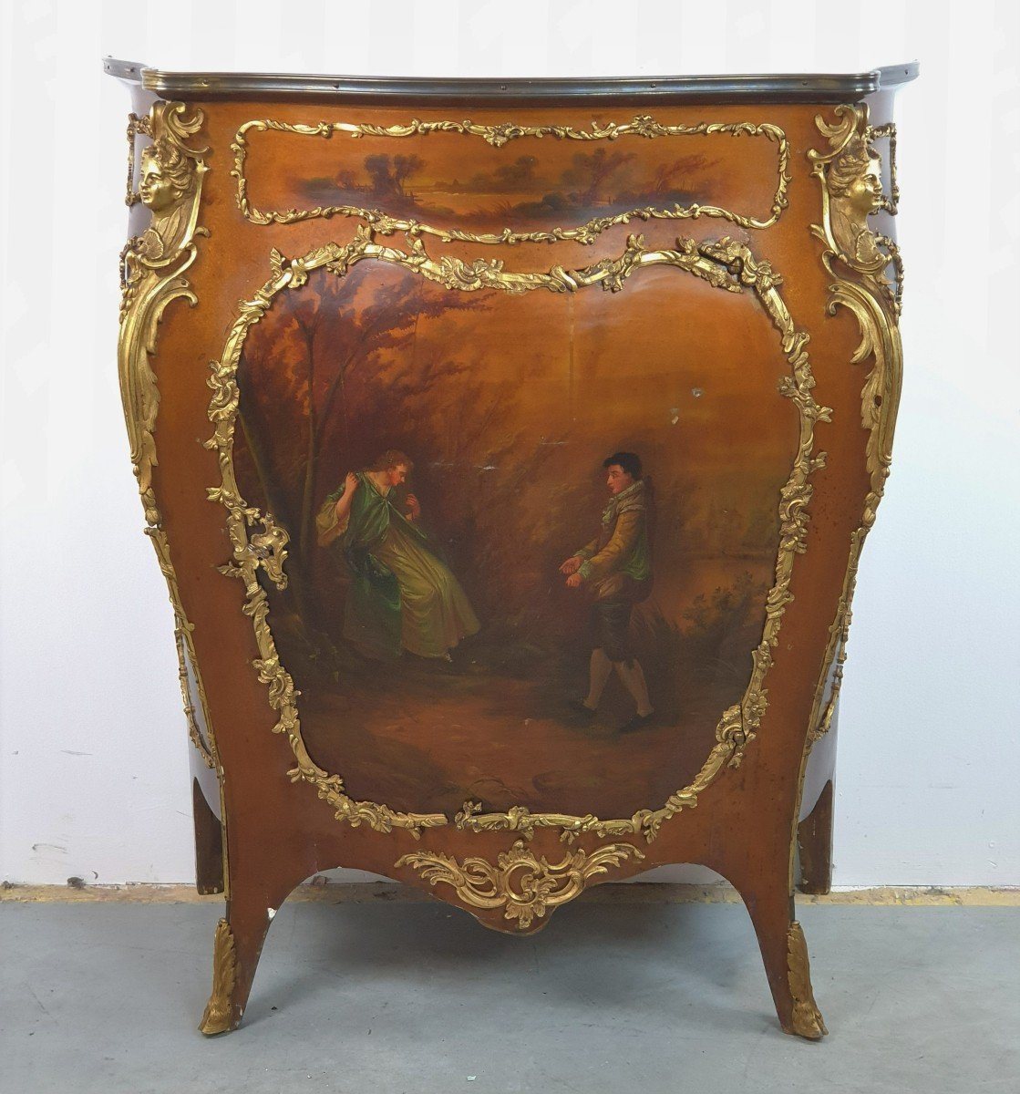 Meuble d'Appui Vernis Martin Galbé Louis XV XIXe