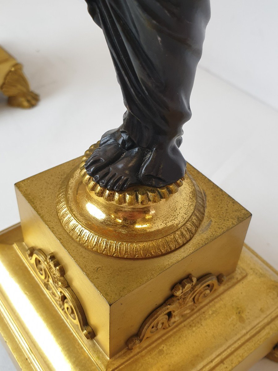 Pair Of Figural Empire Candelabra Debut 19th Century-photo-2