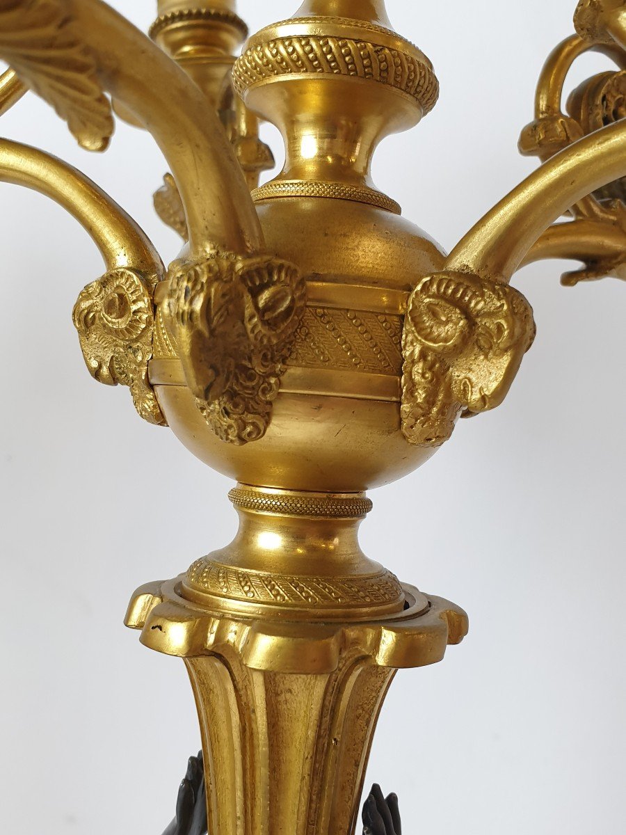 Paire De Candelabres Empire Figurale Debut 19eme Siecle-photo-4